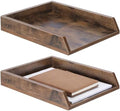 DoubleFill 2 Pcs Wooden Letter Tray 2 Tier Letter-Size Desk Tray, Dark Wood by DoubleFill