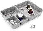 Welaxy Junk Drawer Organizer bin 4 Compartments Office Organizers Bins Felt Trays Drawers 2 dividers Multi-Purpose Storage (Grayx2) - Image 5