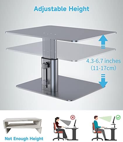 BoYata Monitor Stand, Adjustable Height Metal Desktop Riser, Space Gray - Image 4