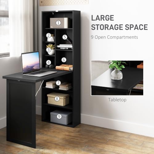 HOMCOM Foldable Convertible Writing Table Computer Desk, Black - Image 5