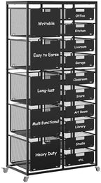 EasyPAG Rolling Storage Cart With 15 Drawers, Metal Craft Organizers with Wood Tabletop for Home, Letter/Legal Size Rolling File Cart for Office, Classroo and Dorm, Black by EasyPAG