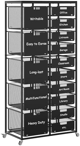 EasyPAG Rolling Storage Cart With 15 Drawers, Metal Craft Organizers with Wood Tabletop for Home, Letter/Legal Size Rolling File Cart for Office, Classroo and Dorm, Black by EasyPAG