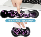 Keyboard Mouse Pad Set, Extended Gaming Mouse Pad+Ergonomics Keyboard Wrist Rest Support, Memory Foam, Easy Typing Pain Relief, 4Pcs XL Ultra Thick Desk Mat,Purple Butterflies - Image 4
