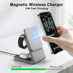 3 in 1 Wireless Charger Station for Multiple Devices, Foldable Magnetic Charging Stand, Portable Fast Travel Wireless Charger for iPhone17/16/15/14/13/12 Pro Max/ AirPods2/3/4 and IWatch Ultra Series - Image 2