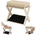 Adjustable Foot Rest Under Desk at Work, 16.6" Wide Wooden Ergonomic Footstool with 3 Height Options, Linen Cushion, Non-Slip EVA Stepping Surface & Posture Support for Office, Home & Gaming by OLizee