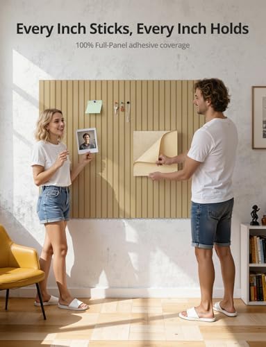 Kuchoow Large Felt Bulletin Board Cork Tiles for Wall Office Decor Brown Memo Pinboards, 48" × 36" Self Adhesive 12 Pack Photo Display Decorative Mood Corkboard Panels for Classroom Kitchen Home - Image 2