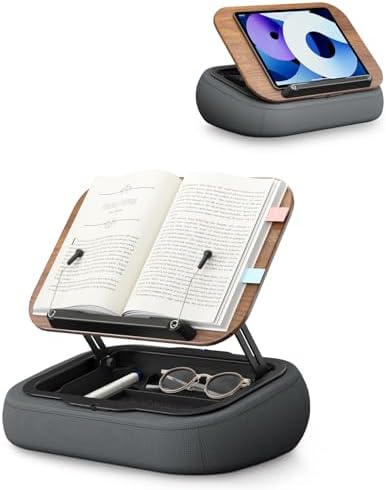 SupeDesk Lap Beanbag Book Stand with Storage, Adjustable Reading Pillow for Bed & Desk, Multi-Angle Book Stand Pillow Holder, Hands-Free Lap Reading Stand for Book,iPad, Tablet by SupeDesk
