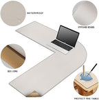 MAIDERN (40”+ 40”) x 13” L Shaped Corner Desk Mat, Cork & Leather Dual Sided Desk Pad for Gaming Computer Office Home (Cream) - Image 3