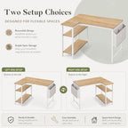 Grandder L Shaped Computer Desk with Reversible Shelves, 40 Inch Small Corner Desk with Storage Bag, Gaming Desk Computer Table Study Writing Table for Home Office Bedroom Small Space, Oak - Image 4