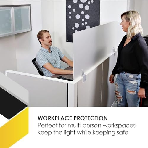 OBEX Acrylic Mounted Large Brackets Quality Desk Privacy Panel & Divider for Your Office Cubicle-Increase Separation & Improve Productivity (Frosted, 18"W X 60"H) - Image 7