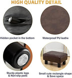 LUE BONA Small Rectangle Foot Stool, PU Leather Fabric Footrest Ottoman with Non-Skid Plastic Legs, Modern Rectangle Footrest Small Step Stool Ottoman for Couch, Desk, Office, Living Room, Brown - Image 5
