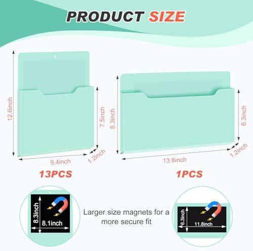 Feifeiya 2 Pcs Magnetic File Folder for Fridge, Mixed, Mint Green - Image 2