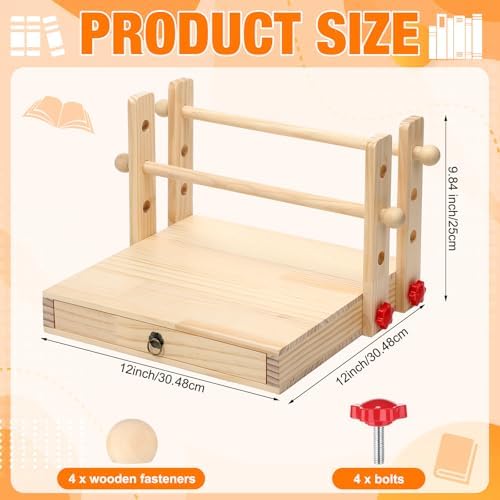 Novabright Book Folding Tools with Drawer Wooden Book Decorative Folding Stand 12" x 12" Multipurpose Portable Adjustable Fold Stand with Storage Function for Xmas Gift, Books not Included - Image 2
