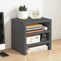 Solid Wood Monitor Stand Riser & Laptop Stand Desk Organizer - Office Accessories for PC Workspace, Computer Organization, Countertop Hutch Dark Grey 9.9x7.9x9in by Unknown