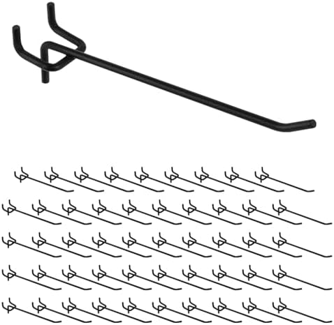 Polmart Black 6" Heavy Duty Pegboard Hooks (Black, 6-inch, 50-Pack) by Polmart