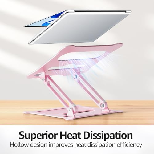 Urmust Adjustable Laptop Stand for Desk, 10-15.6“ Laptop Riser, Pink - Image 6