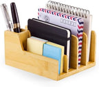 Novabright Bamnoo Wood Mail Organizer with Pen Holder, 5 Slot Desk File Organizer, Wooden Letter Sorter for Desk, Compact Desktop Document Holder for Home Office Storage Back to School by Unknown