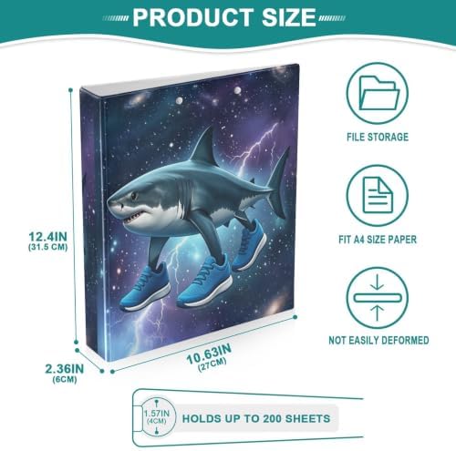 ALAZA Tralalero Tralala Meme Italian Brainrot Shark 2 3 Ring Binder 1.5 Inch Three Ring Office Binders w/clipboard & 3 Pockets, Hold 200 Sheets, 2 pcs - Image 5