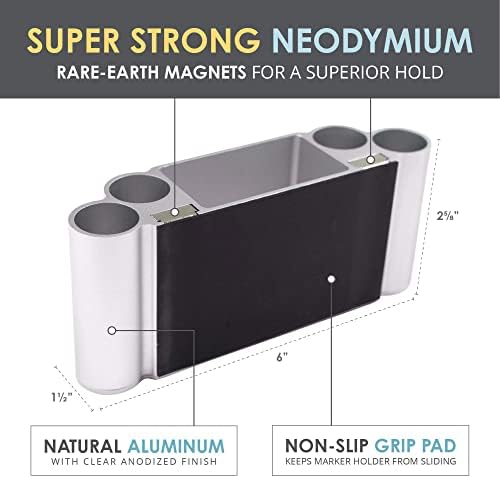 Glassboard Studio Magnetic Dry Erase Marker Holder - Aluminum Organizer with Powerful Neodymium Magnets for Magnetic Glassboards, Whiteboards, Refrigerator, Locker - White board Accessories & Storage - Image 3