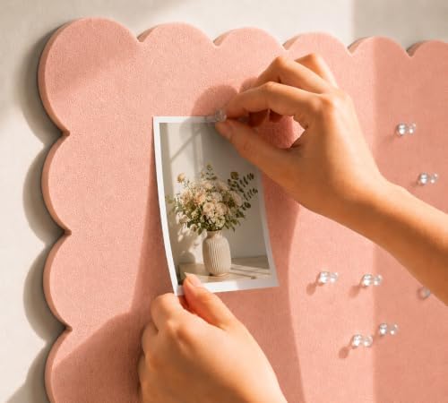 Scalloped Felt Bulletin Board 36 x 24 Inches, Pink Pin Board for Wall - Image 5