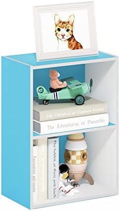 Furinno Luder Bookcase/Book/Storage, 2-Tier, Light Blue/White (Pack of 4) - Image 5