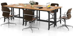 Giantex 8FT Conference Table, 4 PCS 48" Rectangular Mobile Meeting Room Desk w/Removable Storage Bag & 2 Hanging Hooks, Rolling Modern Seminar Boardroom Table for Office Conference Room, Natural - Image 3