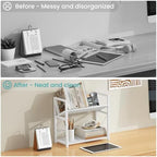 ELITEROO Desktop Bookshelf Organizer, 2 Tier Wood Desk Shelf for Tabletop Storage, Small Book Rack for Office, Home, or Study, Mini Bookcase for Book Display, Decor, and Supplies, White - Image 5