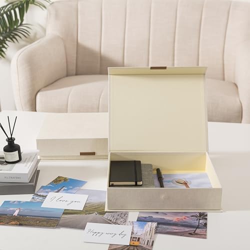 Soul & Lane - Letter Keepsake Storage Box, Magnetic Lid, Set of 2, Beige - Image 5
