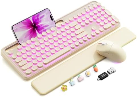 Wireless Keyboard and Mouse, Backlit Typewriter with Magnetic Wrist Rest by SABLUTE