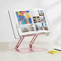 Acrylic Adjustable Book Stand, Reading Stand with Lift Design, High-Density Alloy Desktop Document Holder for Document Recipe, Cookbook, Music Book (Rose) by HomDSim