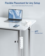 Jgstkcity 130W Desk Clamp Power Strip, 12 USB Ports (6 PD 65W USB-C),Surge Protector,ETL Listed Power Hub Extension Cord,Fast Charging Station for Home Office Desk Edge Mount (White, 12 USB-130W) - Image 6