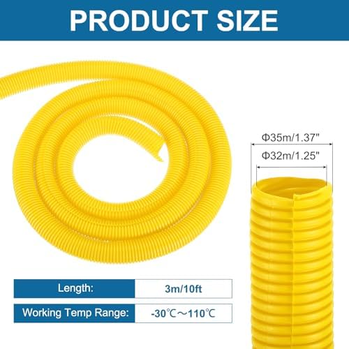 MECCANIXITY 1 1/4" 10ft Split Wire Loom Tubing w/Installation Tool Yellow - Image 2