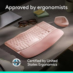 Logitech Wave Keys Ergonomic Wireless Keyboard with Palm Rest - Rose - Image 5