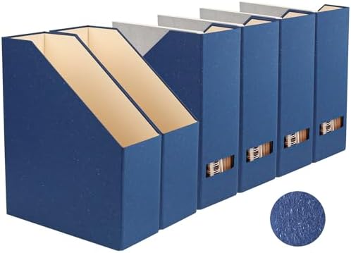 Magazine Holder - File Holder and Desk Organizer, Cardboard Book Organizer and Storage Box for Documents, Magazine Holder Rack for Office, Home and Classroom (Classic Blue, 6-Pack) by LifeSto