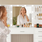 FIONESO Large Vanity Desk with Mirror and Lights, Makeup Vanity with 11 Drawers & 6 Open Shelves, 3 Lighting Modes, Brightness Adjustable, Vanity for Girls, White - Image 4