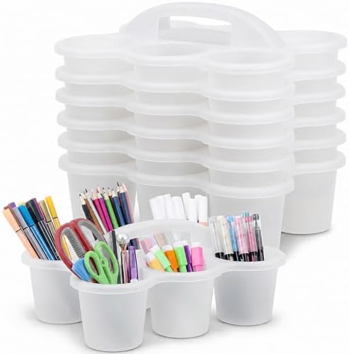 6 Pack Classroom Caddy With Handle for School Supplies, Clear by Yakydesign