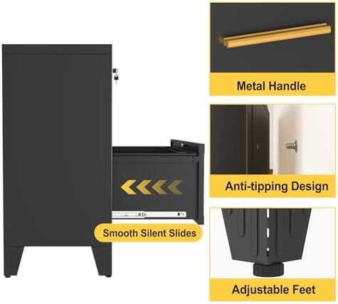 2 Drawer File Cabinet with Lock, Small Filing Cabinet for Home Office - Image 5
