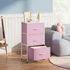 WLIVE Small Dresser Nightstand for Bedroom, 3 Drawers, A-Pink - Image 5