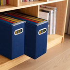 4 Pack Letter Size File Storage Box Collapsible, Fabric Hanging File Folders Organizer, Portable Office Document Holder with Metal Handle, Smooth PVC Rails, Blue - Image 7