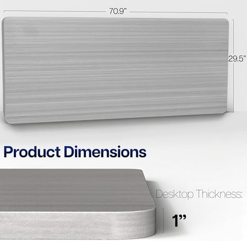 VIVO Dark Gray 71 x 30 in Solid Table Top, DESK-TOP71G - Image 3