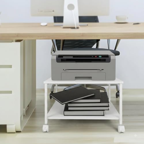 EMERIT Printer Stand,19.5''x19.5''x12.8'' 2 Tier Large Printer Laser Table Heavy Duty Rolling Printer Cart with Wheels for Home Office -100 LBS Each Tier - Image 5