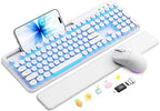 Wireless Keyboard and Mouse, Backlit Typewriter with Magnetic Wrist Rest by SABLUTE