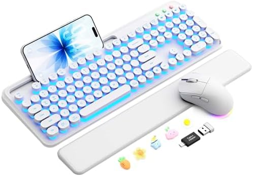 Wireless Keyboard and Mouse, Backlit Typewriter with Magnetic Wrist Rest by SABLUTE