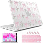May Chen Compatible with MacBook Neo 13 inch Case 2026 Model A3404, Plastic Hard Shell,Keyboard Cover,Screen Protector,Dust Plug, for MacBook Neo 13" with A18 Pro Chip, Flower & Bow by MayChen