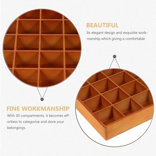 ULTECHNOVO Wooden Sorting Tray Grid Display Wood Divided Organizer Brown Finished Section Box (30 Compartments,15. 72x13. 17x1. 97 Inch Each Tray) - Image 4
