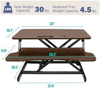 Standing Desk Converter 32" - Sit to Stand Desk Converter for Dual Monitors - Height Adjustable Desk Riser for Standing - Home Office & Corporate Use - Relieve Back Pain(Walnut) - Image 2