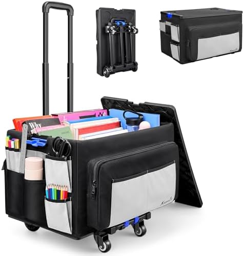 KEDSUM Teacher Rolling Cart with Canvas Organizer Bag, 290LBS/70L Capacity by KEDSUM