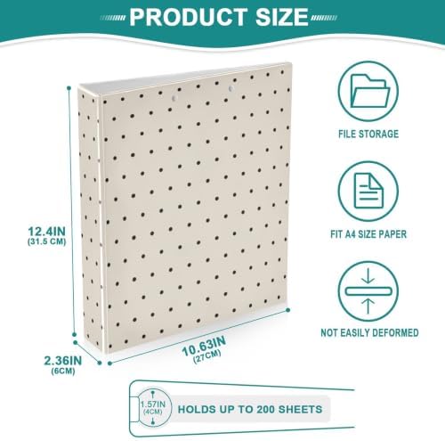 Standard View 3 Ring Binder, Beige Black Polka Dot Durable Flexible Portable Waterproof Hardcover 1.5 Inch D Rings 500-Sheet Capacity Organizer 2PC - Image 6