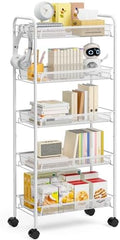 TOOLF 5 Tier Rolling Cart, Metal Utility Storage Cart with Wheels, White by TOOLF