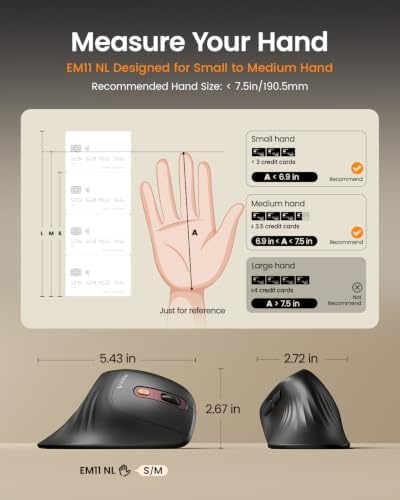 ProtoArc EM11 NL Wireless Ergonomic Vertical Mouse, Rechargeable, Wine Red - Image 2